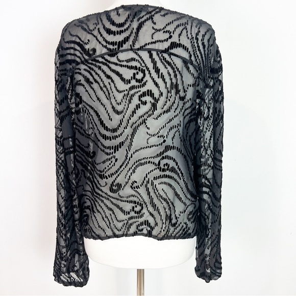 PAIGE BLACK VELVET SELMAH BURNOUT BLOUSE TIE NECKLINE WOMENS SZ XL - Picture 7 of 8